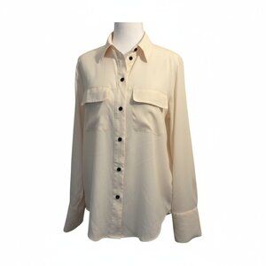 H&M‎ Women’s Button Front Blouse Cream White Size XS